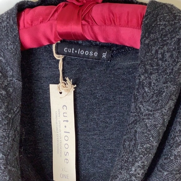 Cut Loose Top Jacquard Lightweight Charcoal Scandi Look Sweater Cowl Neck - Picture 2 of 8